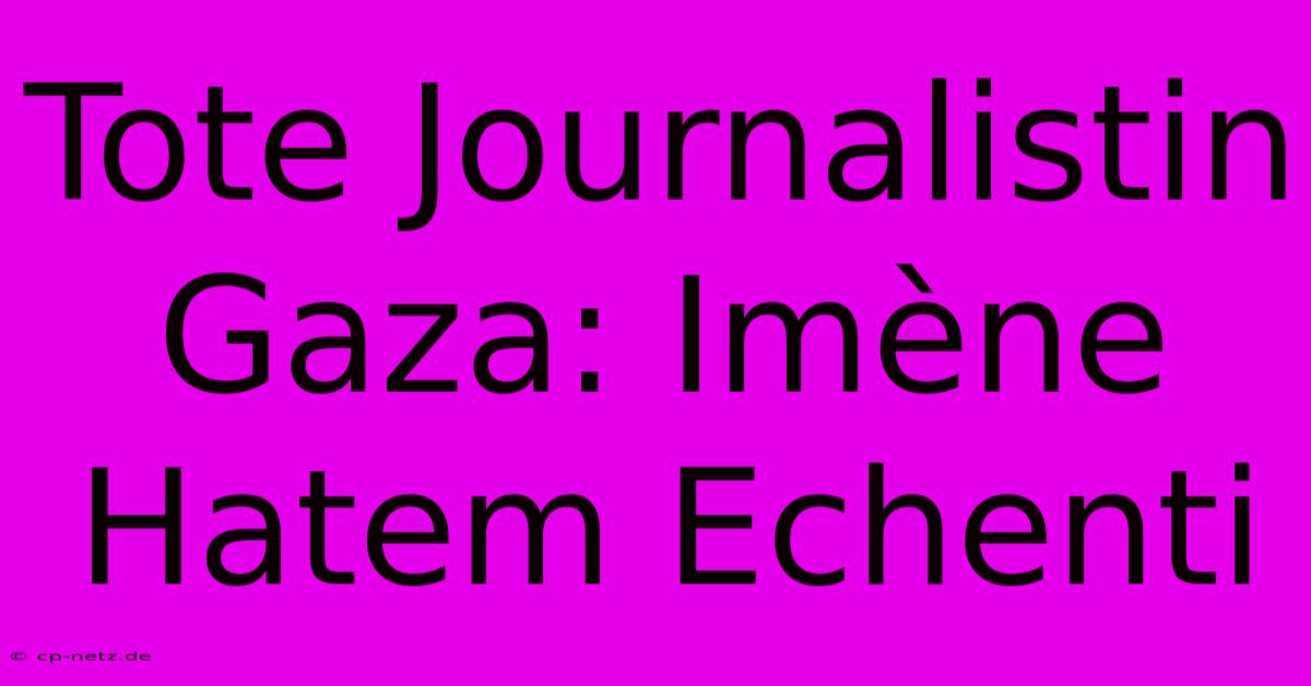 Tote Journalistin Gaza: Imène Hatem Echenti