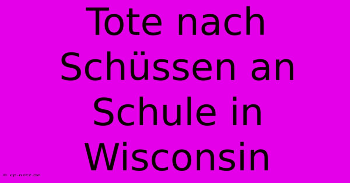 Tote Nach Schüssen An Schule In Wisconsin