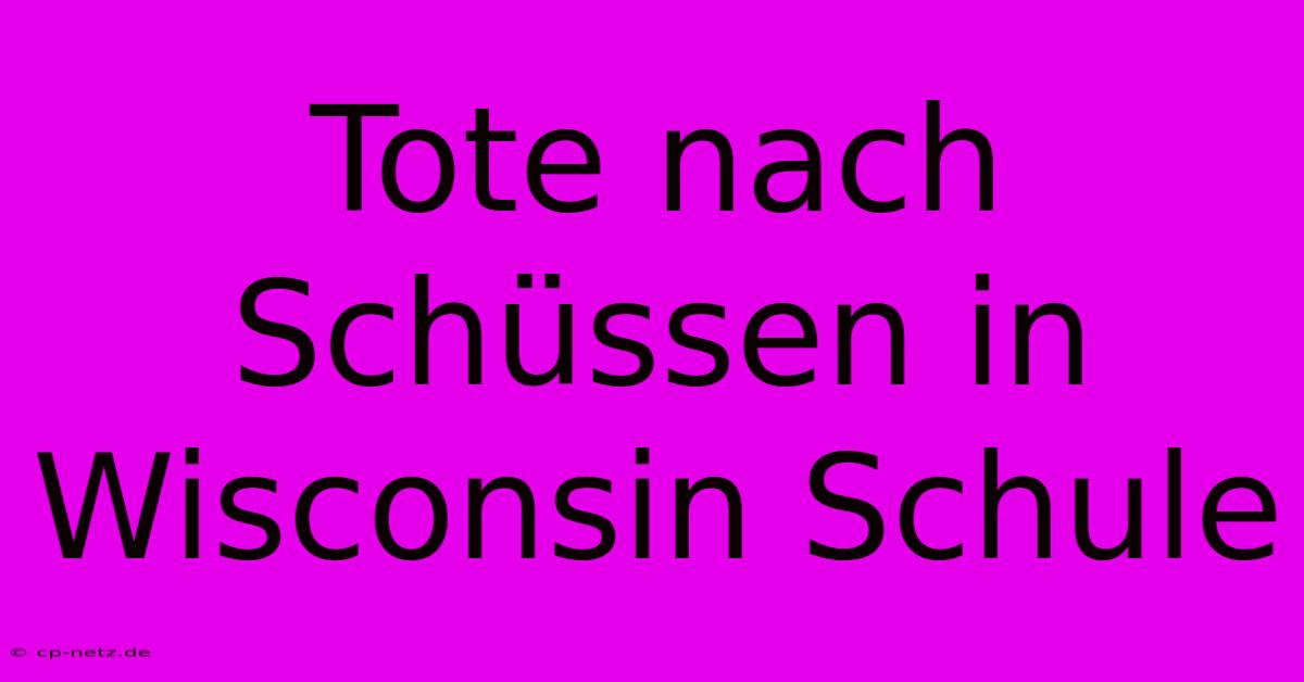 Tote Nach Schüssen In Wisconsin Schule