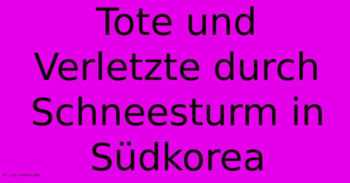 Tote Und Verletzte Durch Schneesturm In Südkorea