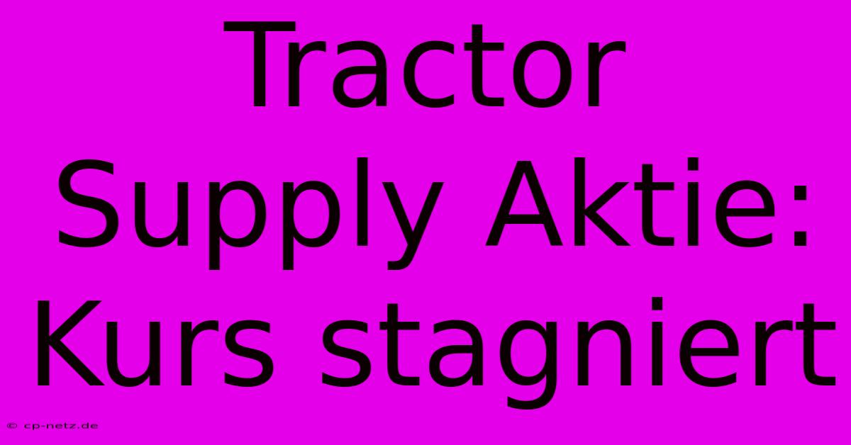 Tractor Supply Aktie: Kurs Stagniert