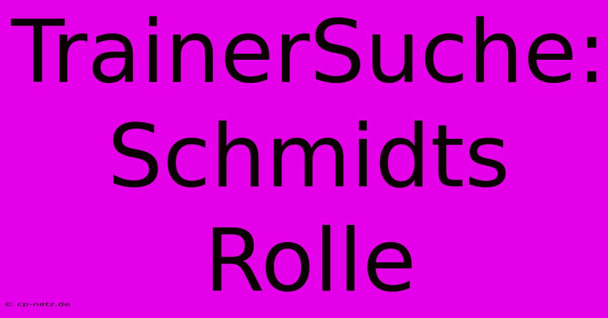 TrainerSuche: Schmidts Rolle