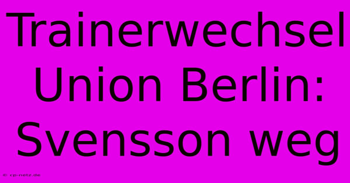 Trainerwechsel Union Berlin: Svensson Weg