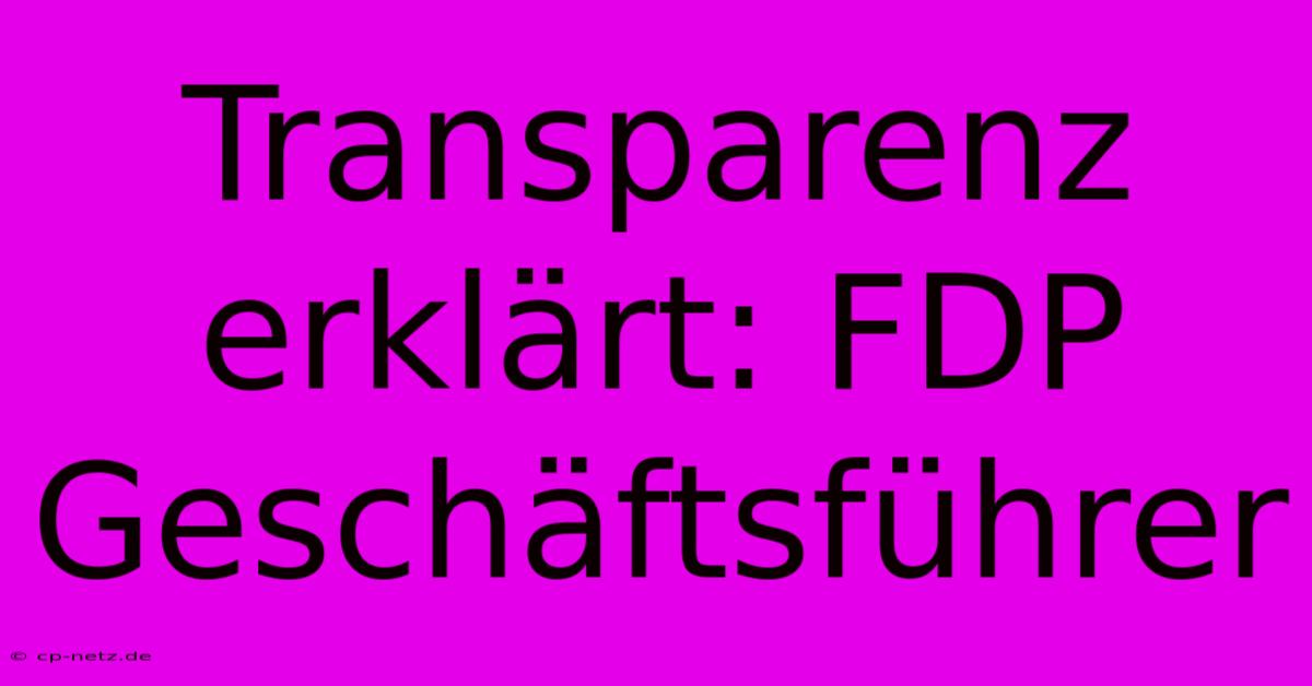 Transparenz Erklärt: FDP Geschäftsführer