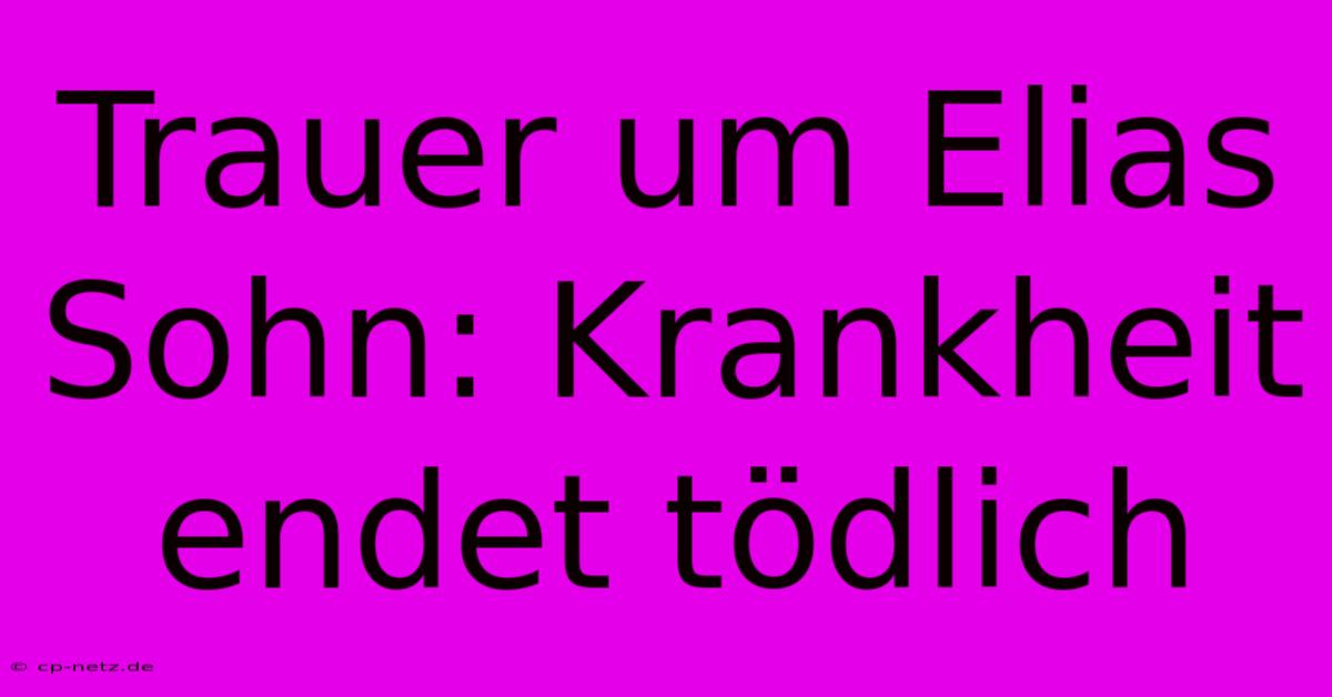 Trauer Um Elias Sohn: Krankheit Endet Tödlich