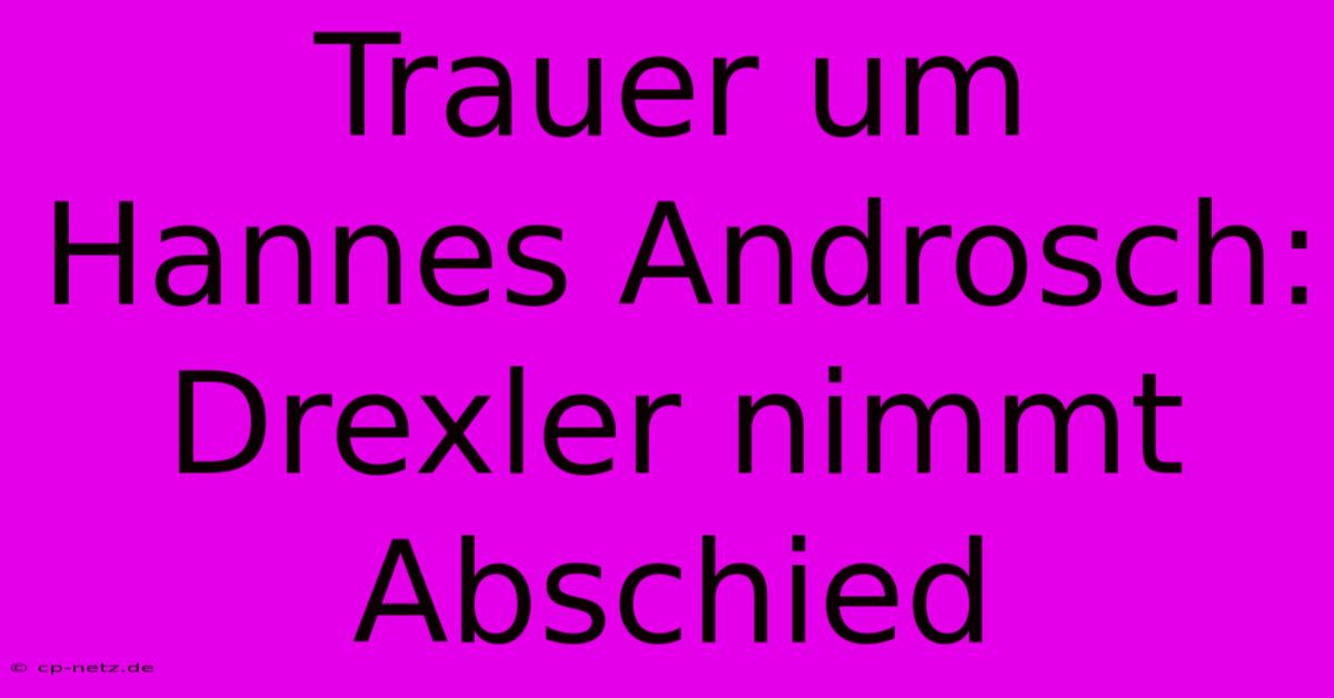 Trauer Um Hannes Androsch: Drexler Nimmt Abschied