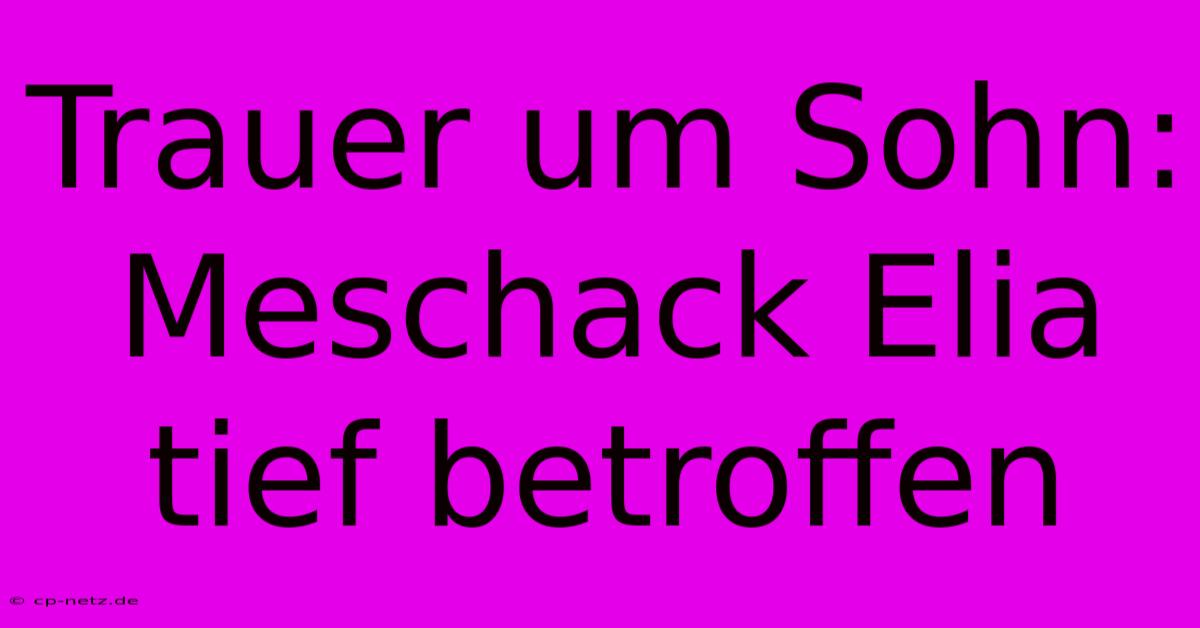 Trauer Um Sohn: Meschack Elia Tief Betroffen