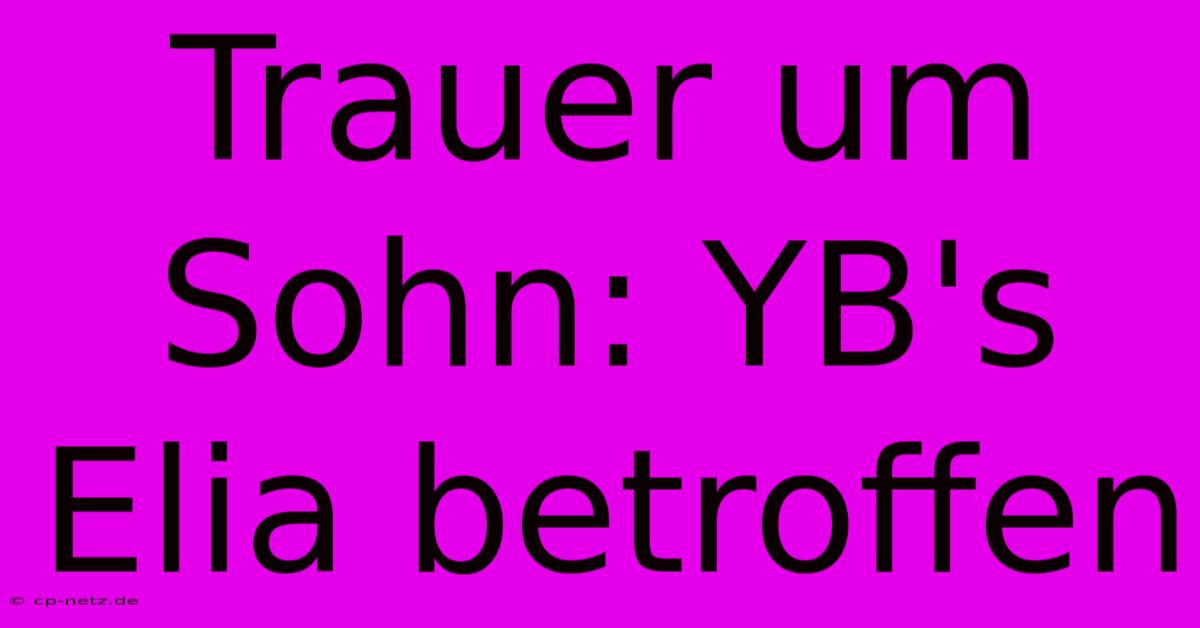 Trauer Um Sohn: YB's Elia Betroffen