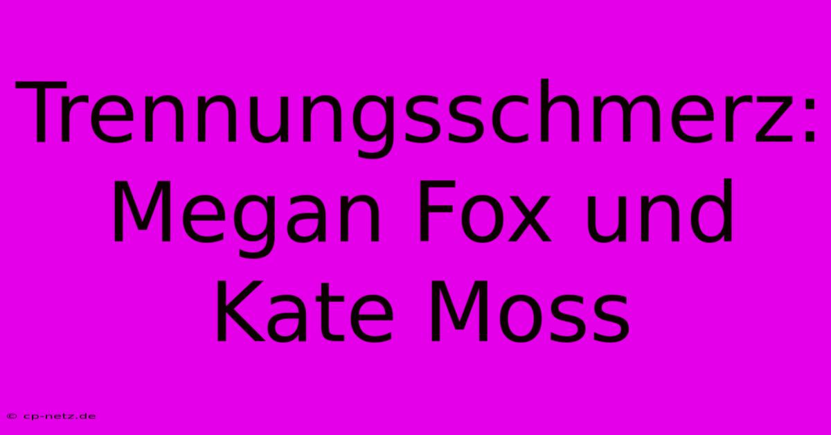 Trennungsschmerz: Megan Fox Und Kate Moss