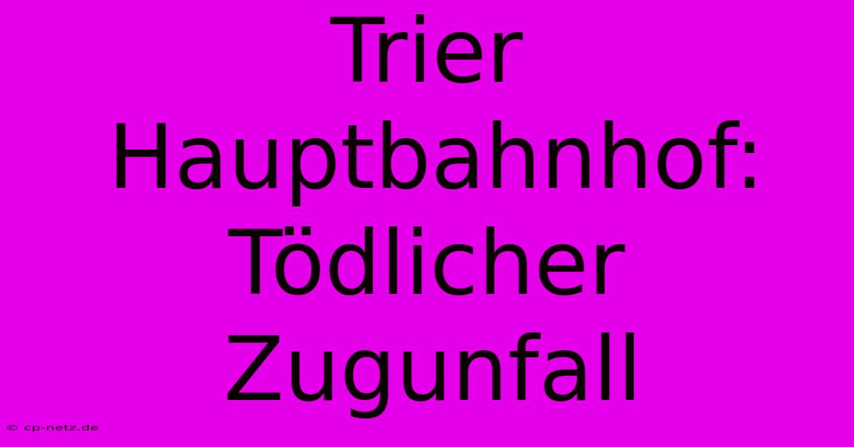 Trier Hauptbahnhof: Tödlicher Zugunfall