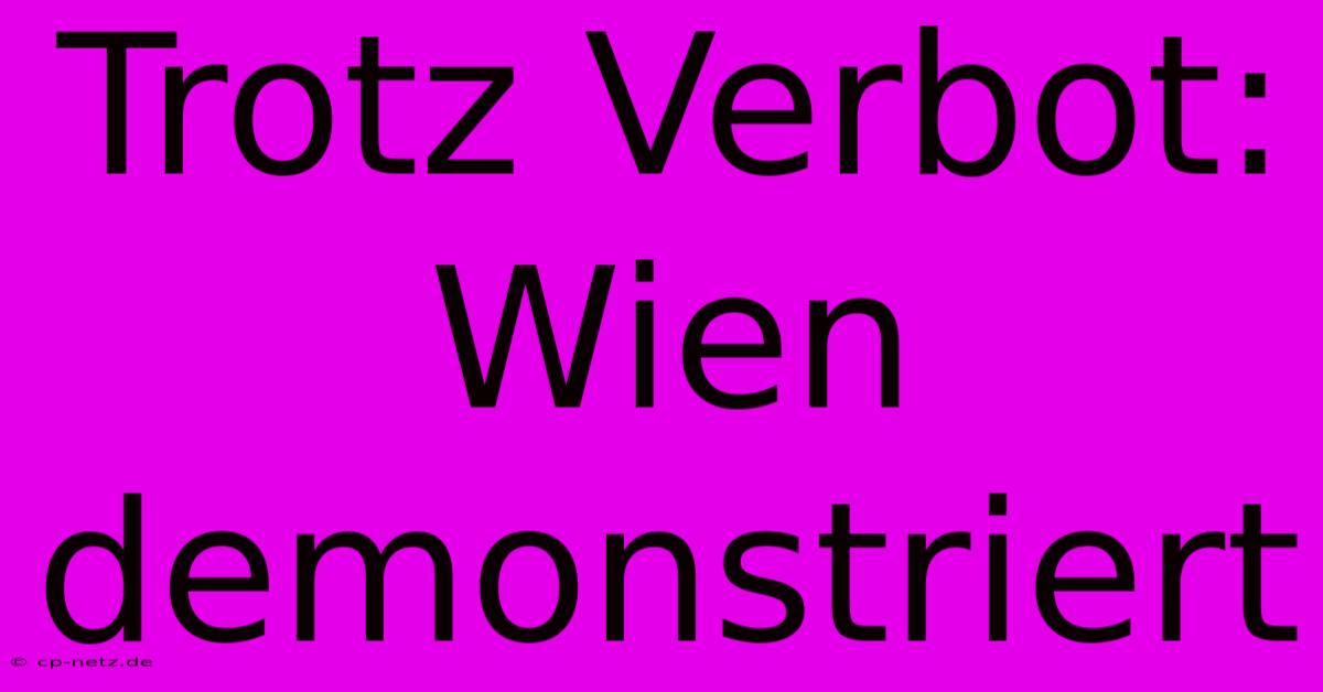 Trotz Verbot: Wien Demonstriert