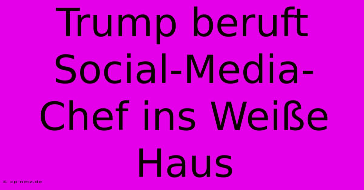 Trump Beruft Social-Media-Chef Ins Weiße Haus