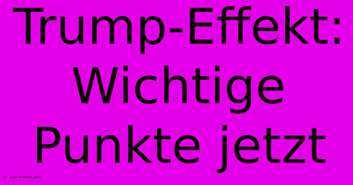 Trump-Effekt:  Wichtige Punkte Jetzt