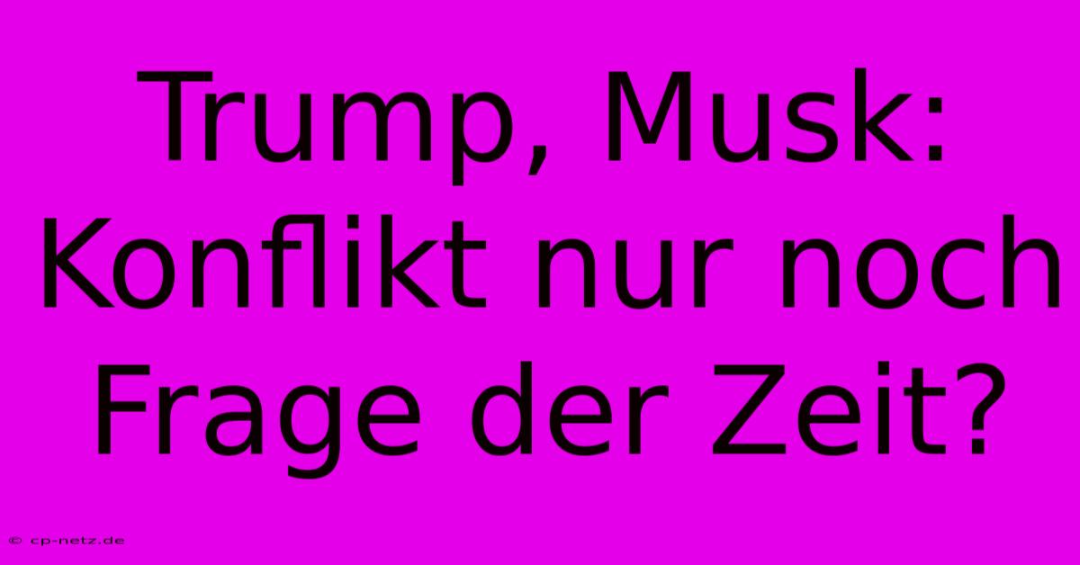 Trump, Musk:  Konflikt Nur Noch Frage Der Zeit?