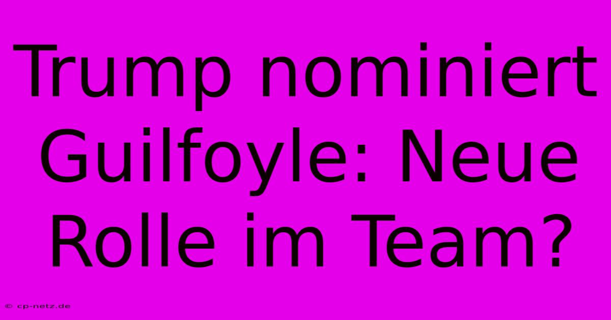 Trump Nominiert Guilfoyle: Neue Rolle Im Team?