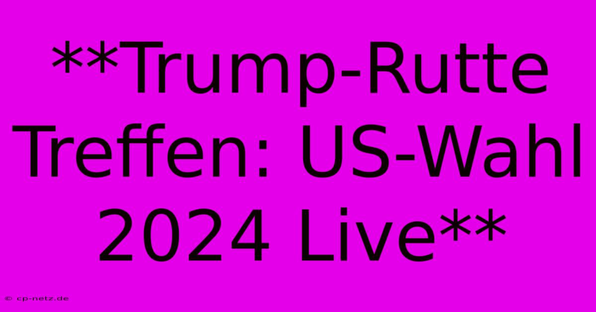 **Trump-Rutte Treffen: US-Wahl 2024 Live**