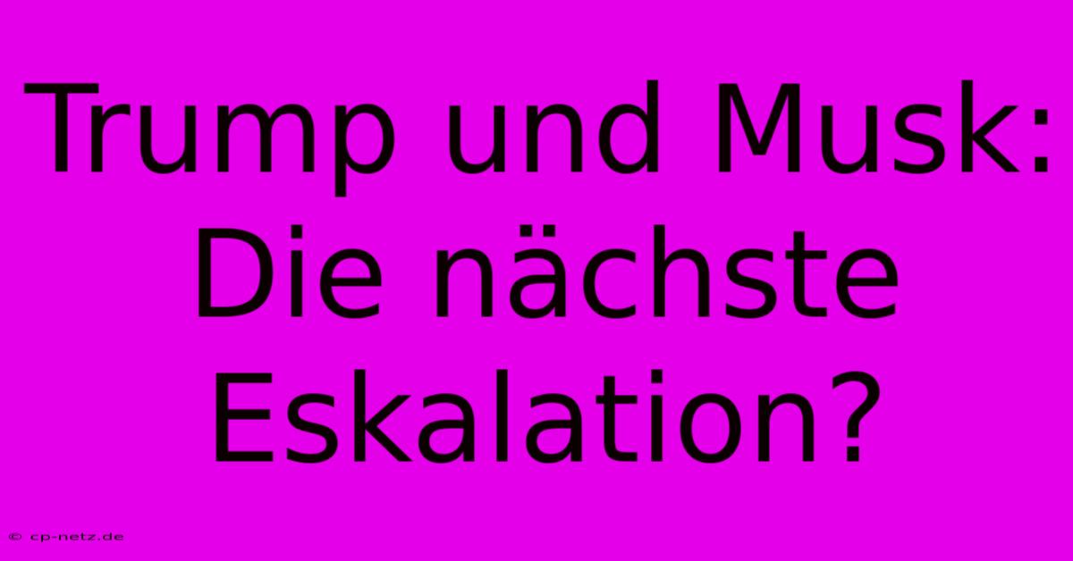 Trump Und Musk: Die Nächste Eskalation?