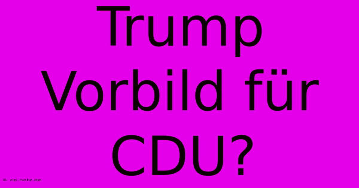 Trump Vorbild Für CDU?