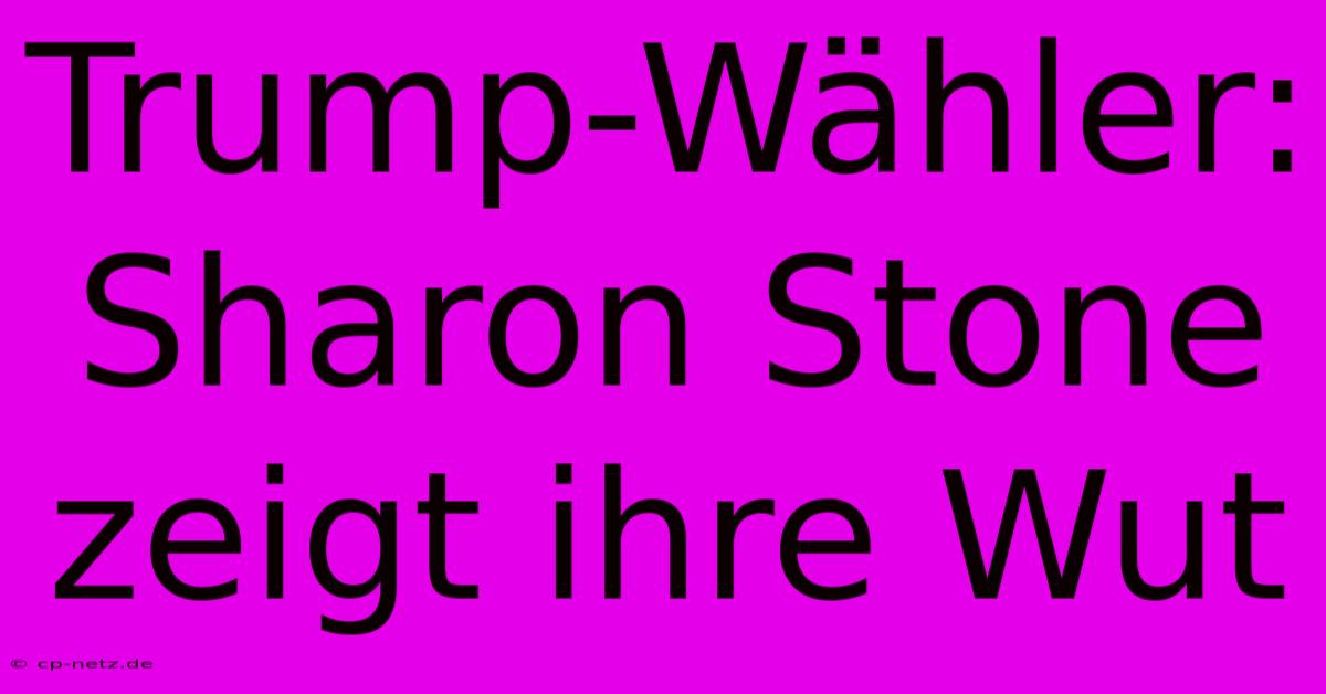 Trump-Wähler: Sharon Stone Zeigt Ihre Wut