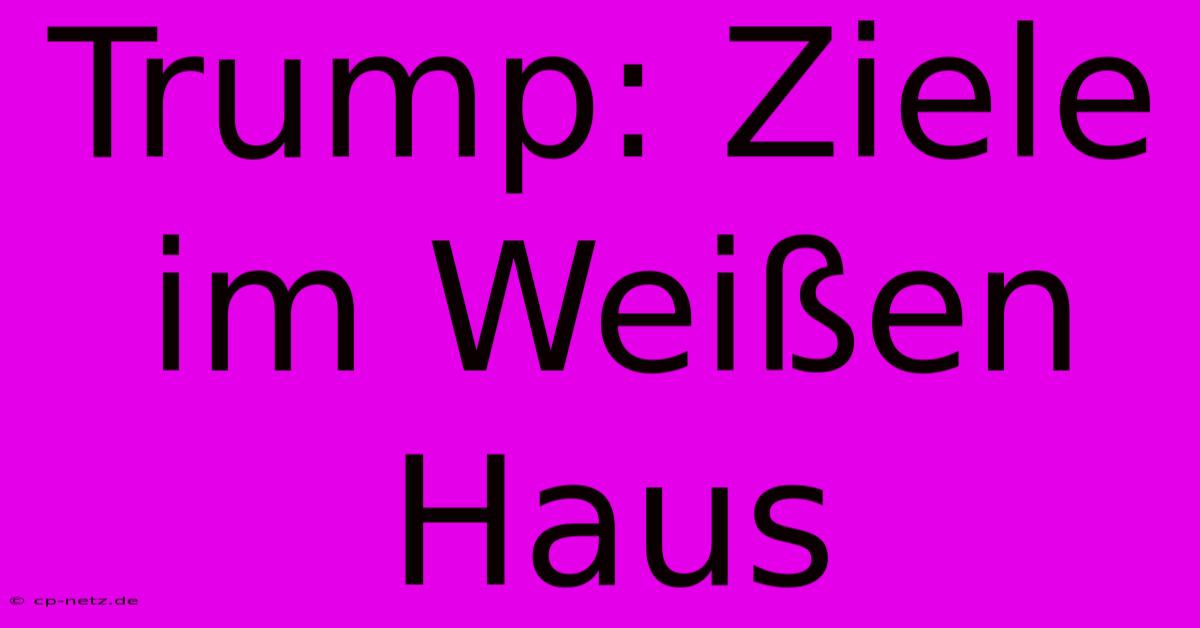 Trump: Ziele Im Weißen Haus