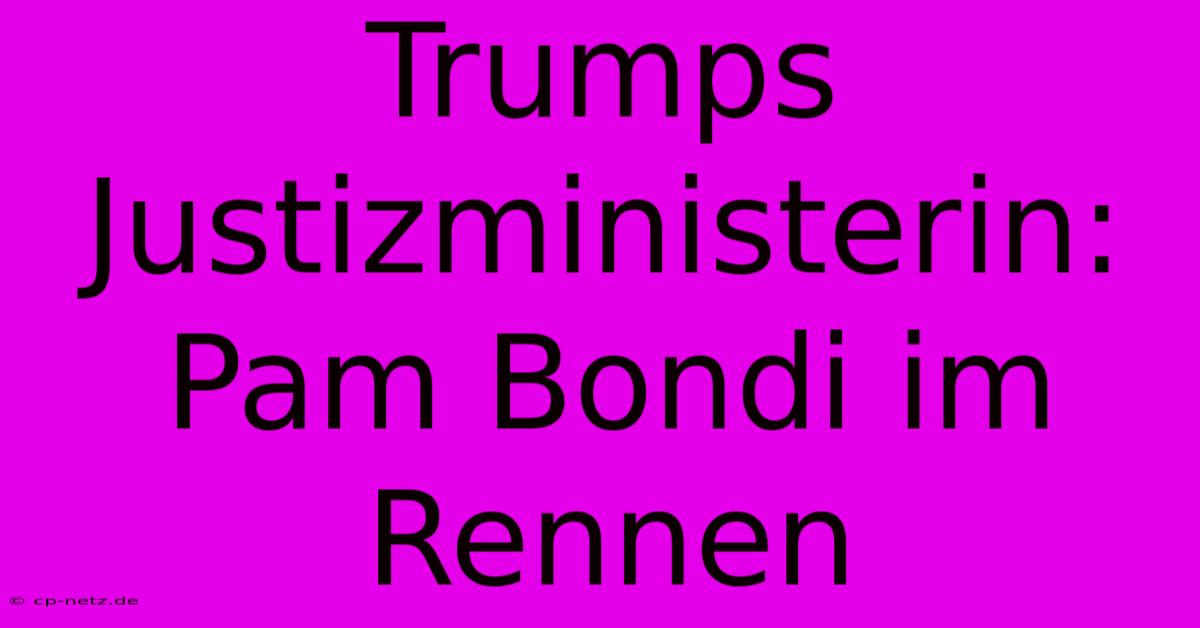 Trumps Justizministerin: Pam Bondi Im Rennen