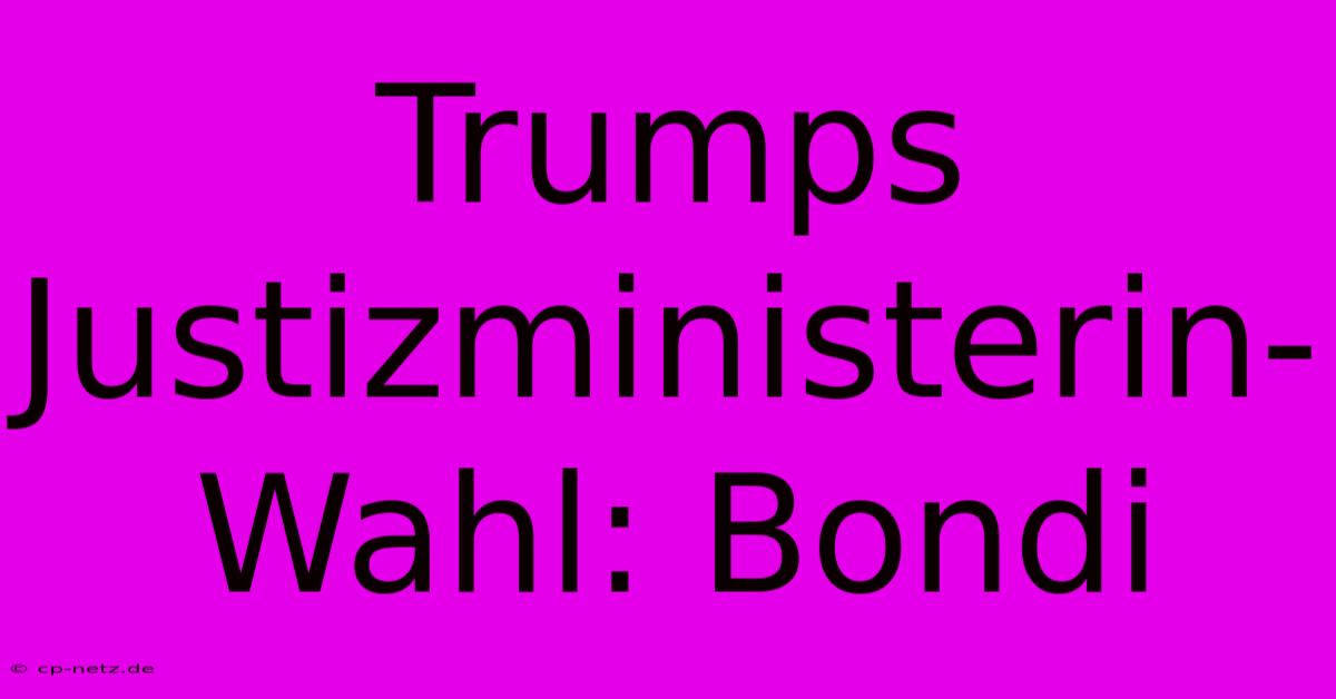 Trumps Justizministerin-Wahl: Bondi