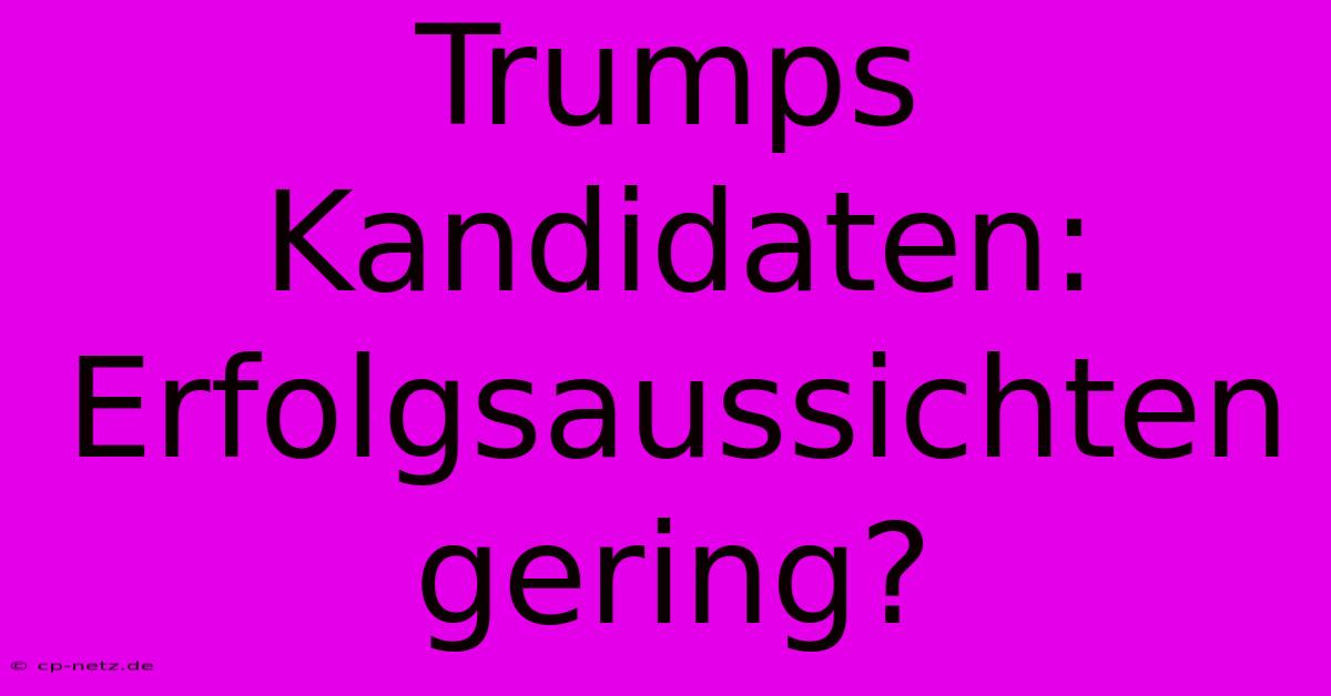 Trumps Kandidaten: Erfolgsaussichten Gering?