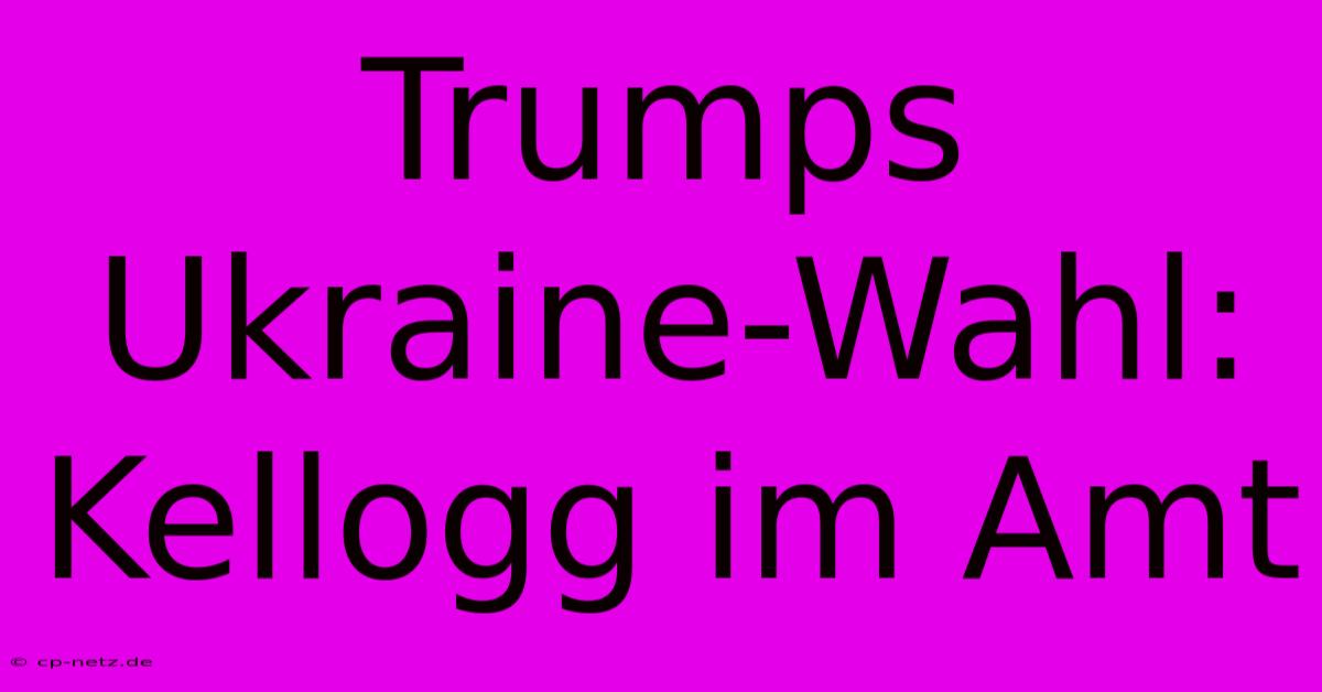 Trumps Ukraine-Wahl: Kellogg Im Amt