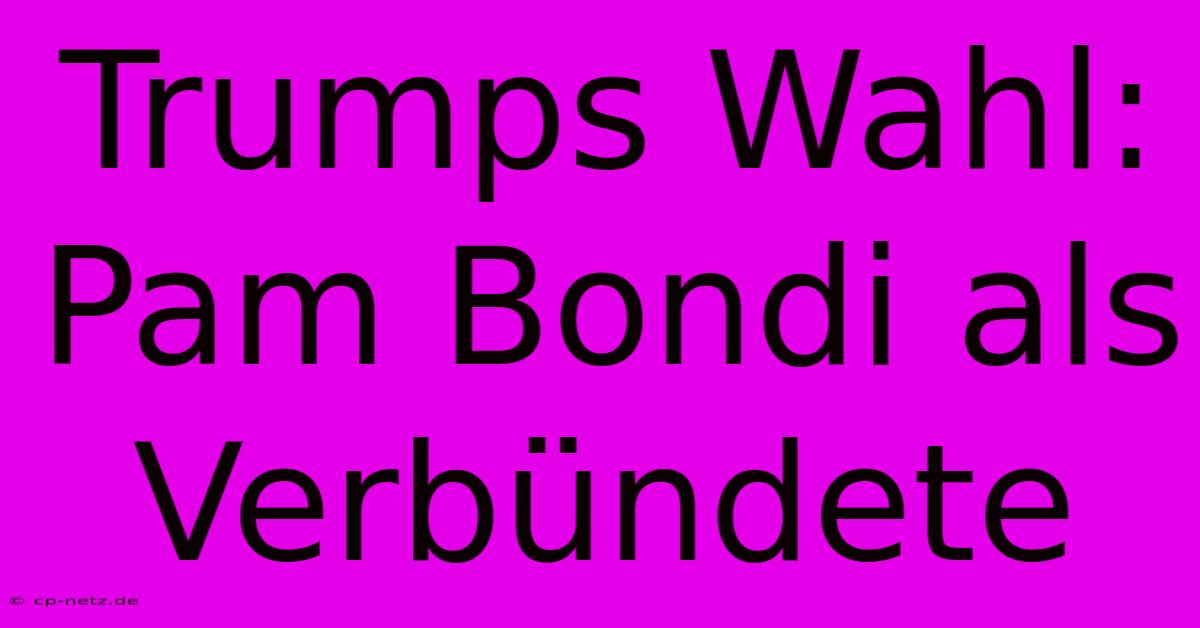 Trumps Wahl: Pam Bondi Als Verbündete