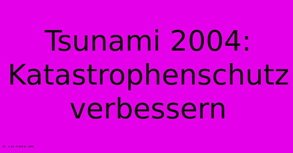 Tsunami 2004:  Katastrophenschutz Verbessern