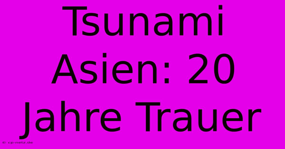 Tsunami Asien: 20 Jahre Trauer