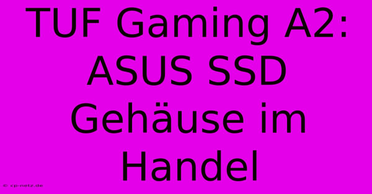 TUF Gaming A2: ASUS SSD Gehäuse Im Handel