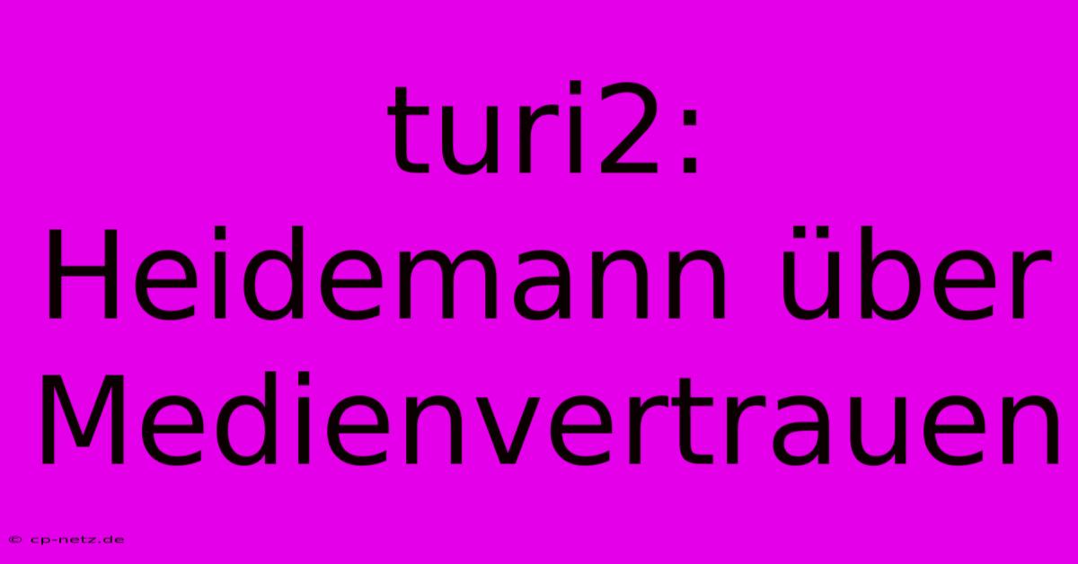 Turi2: Heidemann Über Medienvertrauen