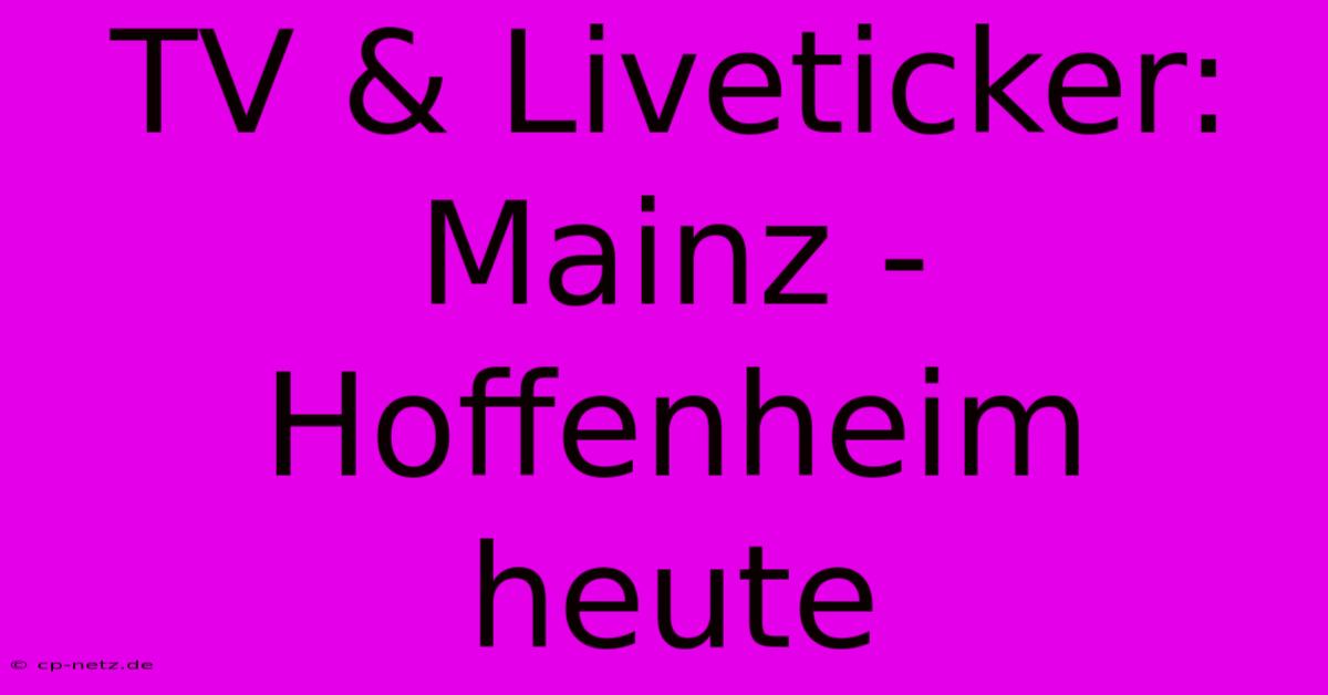 TV & Liveticker: Mainz - Hoffenheim Heute