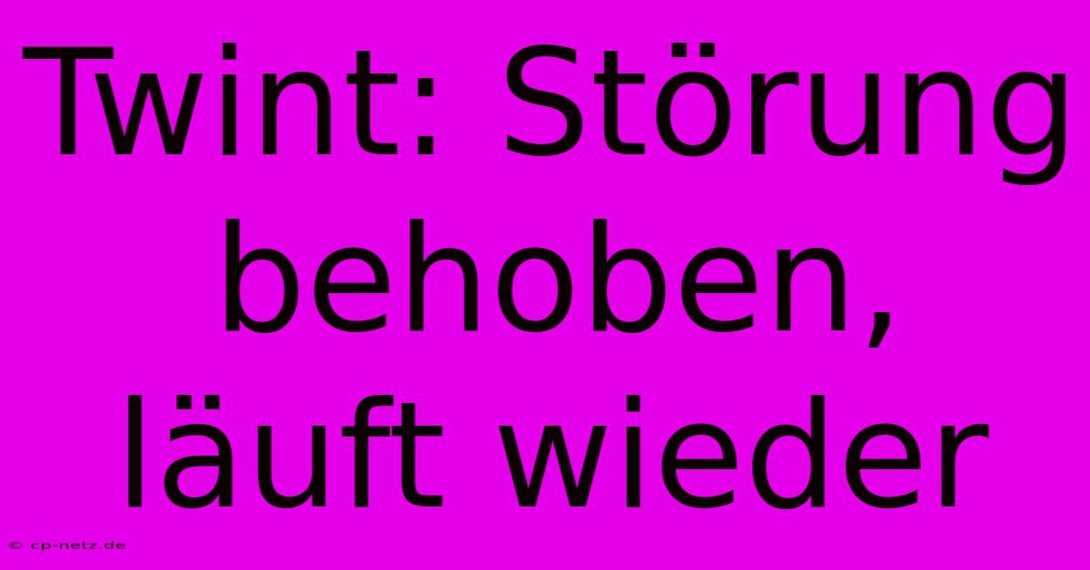 Twint: Störung Behoben, Läuft Wieder