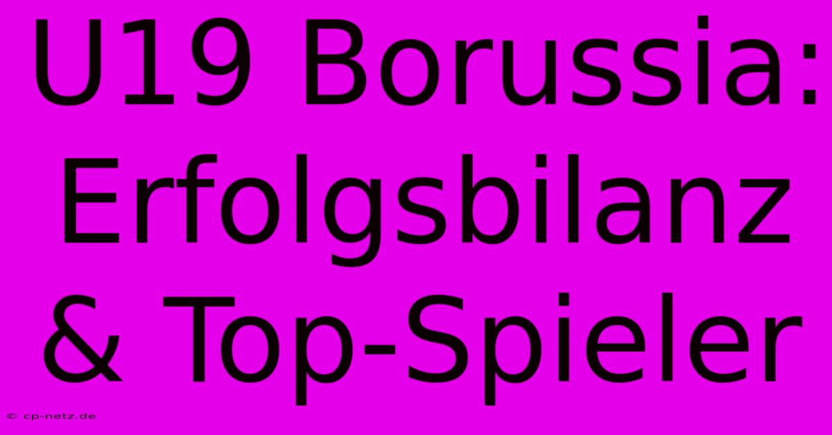 U19 Borussia: Erfolgsbilanz & Top-Spieler