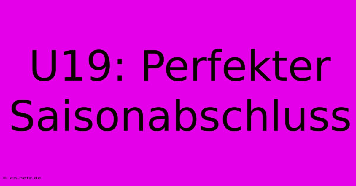 U19: Perfekter Saisonabschluss