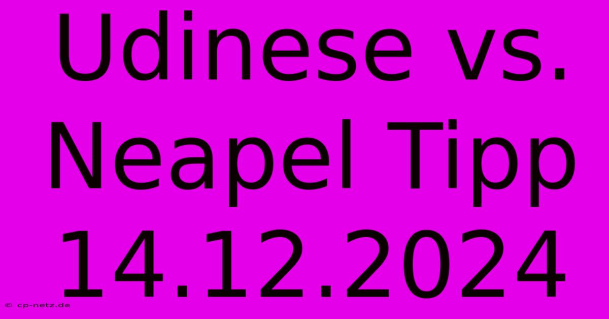 Udinese Vs. Neapel Tipp 14.12.2024