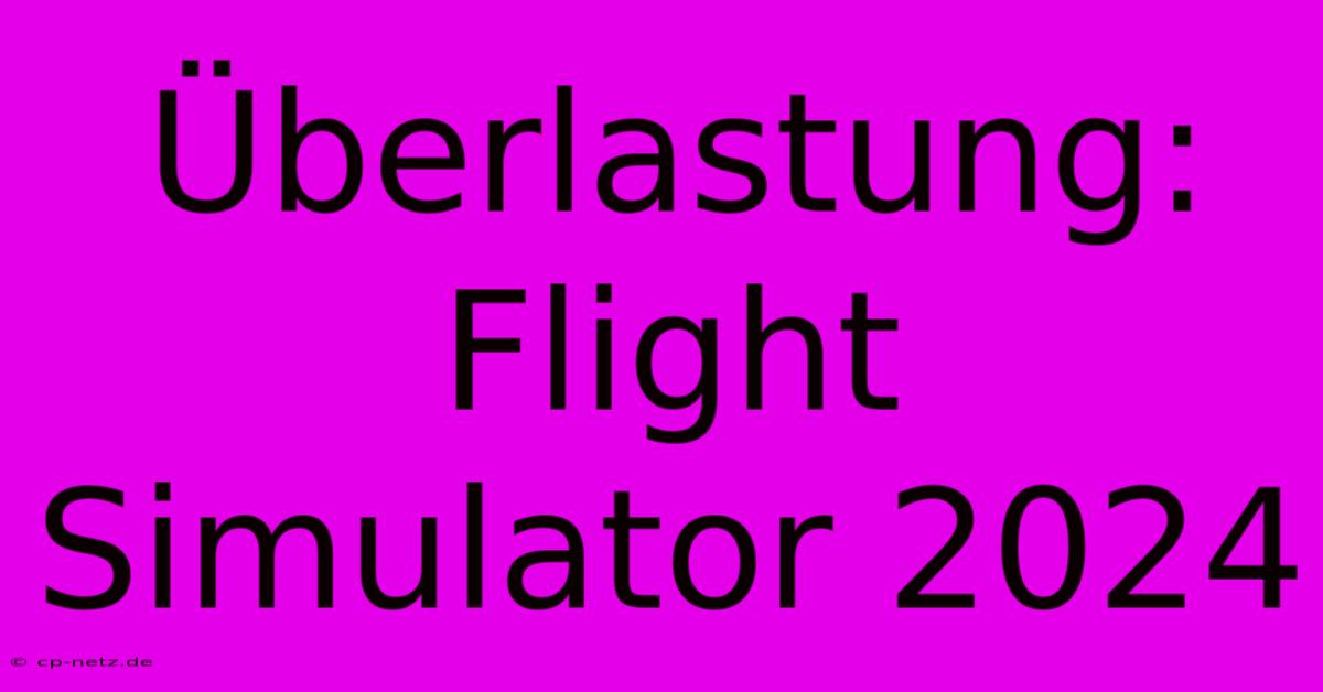 Überlastung: Flight Simulator 2024