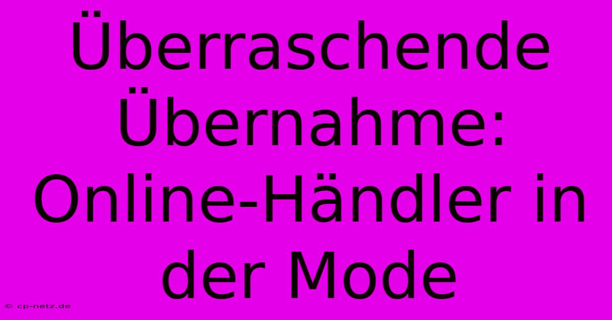 Überraschende Übernahme: Online-Händler In Der Mode