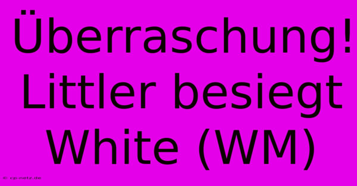 Überraschung! Littler Besiegt White (WM)