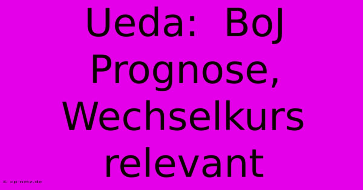 Ueda:  BoJ Prognose, Wechselkurs Relevant