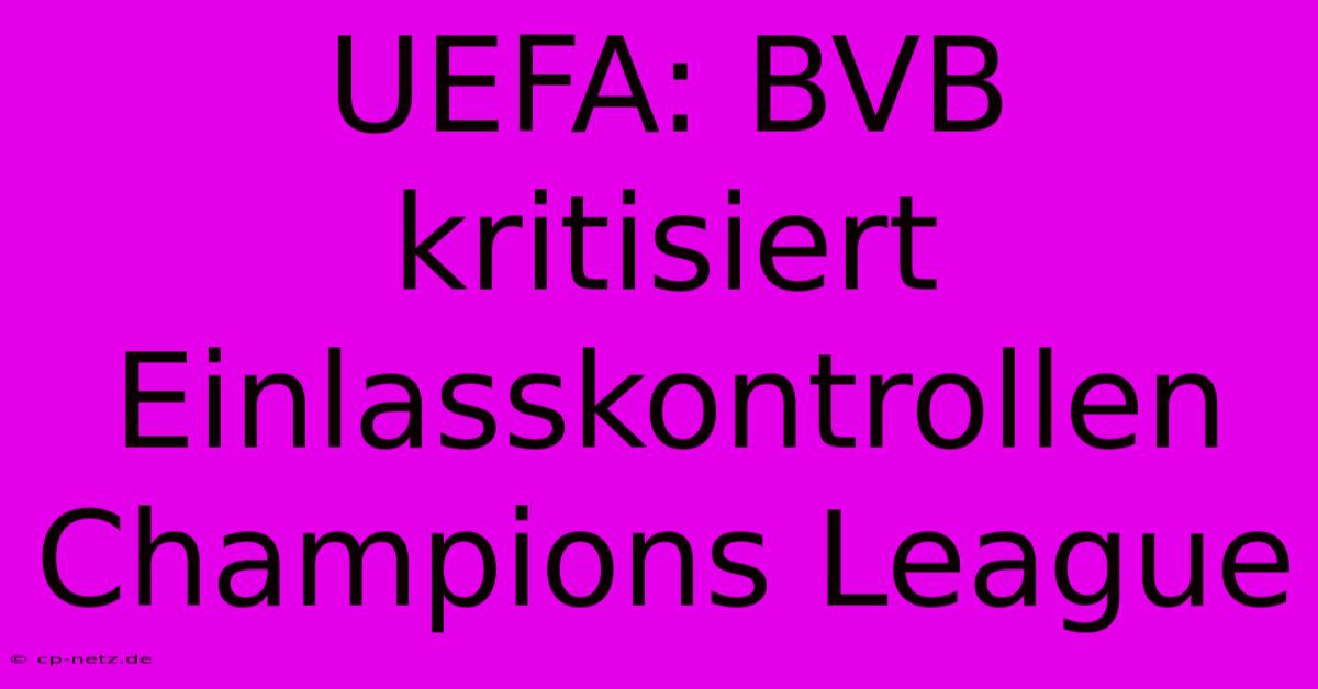 UEFA: BVB Kritisiert Einlasskontrollen  Champions League