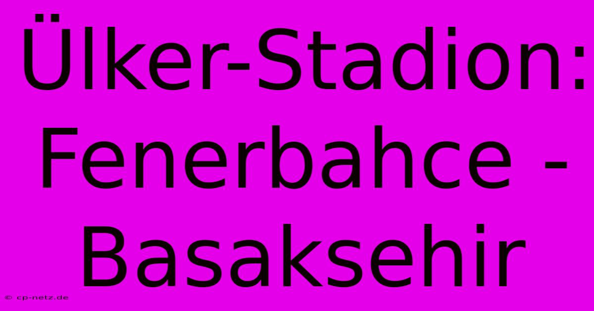 Ülker-Stadion: Fenerbahce - Basaksehir