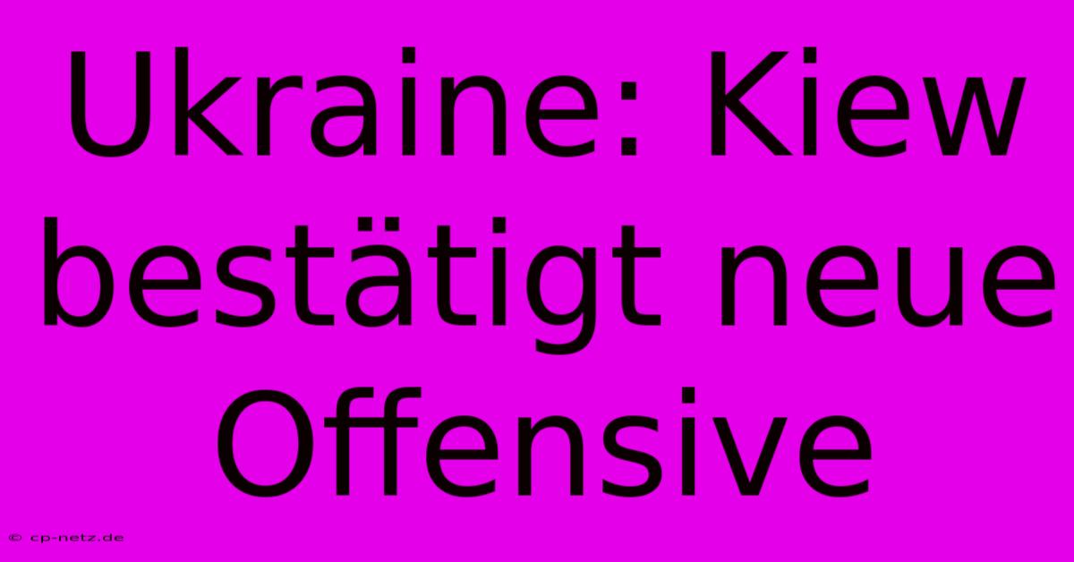 Ukraine: Kiew Bestätigt Neue Offensive