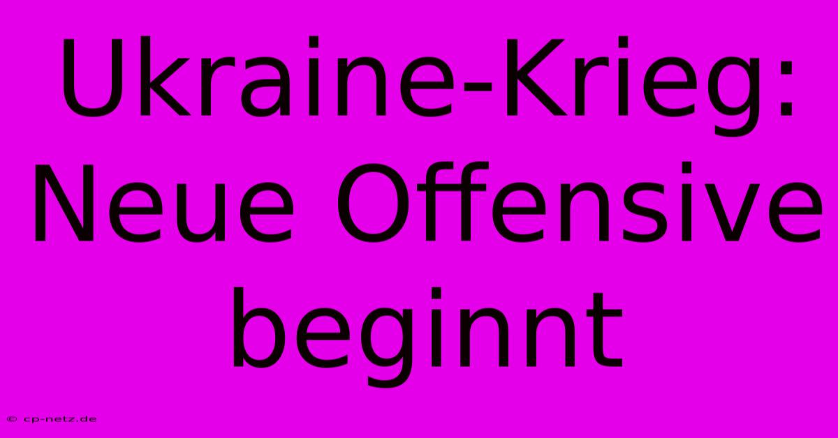 Ukraine-Krieg: Neue Offensive Beginnt