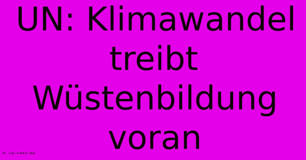 UN: Klimawandel Treibt Wüstenbildung Voran