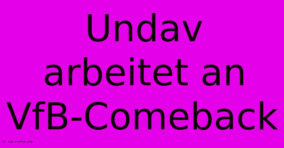 Undav Arbeitet An VfB-Comeback