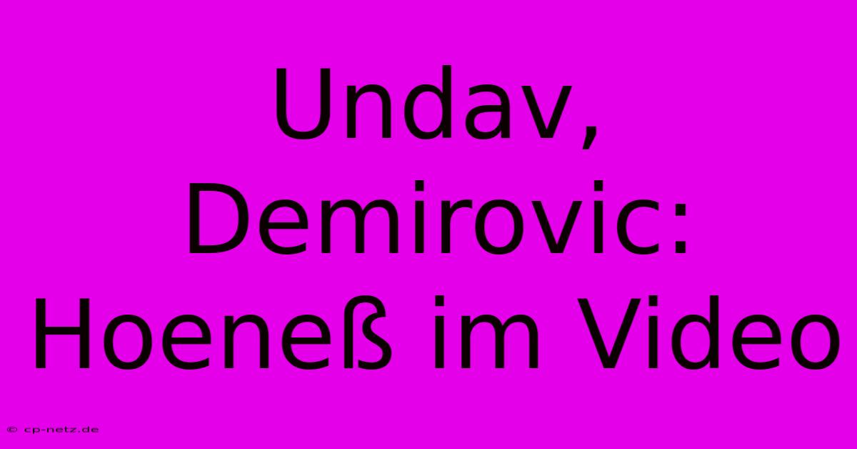 Undav, Demirovic: Hoeneß Im Video