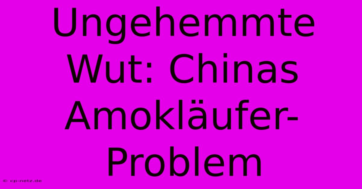 Ungehemmte Wut: Chinas Amokläufer-Problem